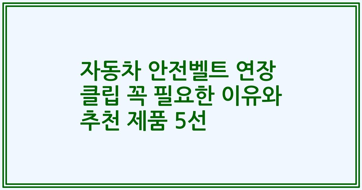 자동차 안전벨트 연장 클립 꼭 필요한 이유와 추천 제품 5선