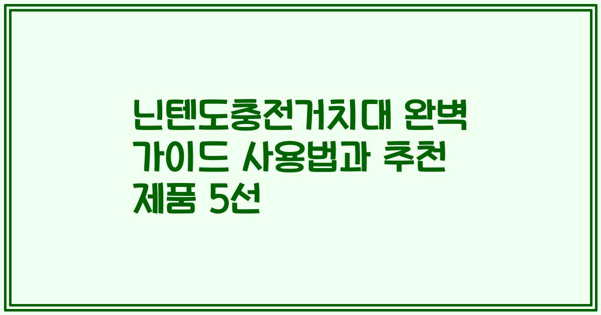 닌텐도충전거치대 완벽 가이드 사용법과 추천 제품 5선