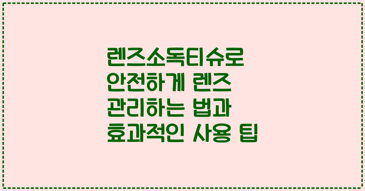렌즈소독티슈로 안전하게 렌즈 관리하는 법과 효과적인 사용 팁