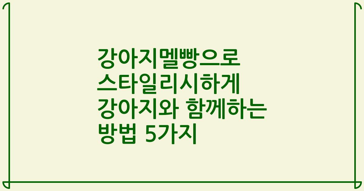 강아지멜빵으로 스타일리시하게 강아지와 함께하는 방법 5가지
