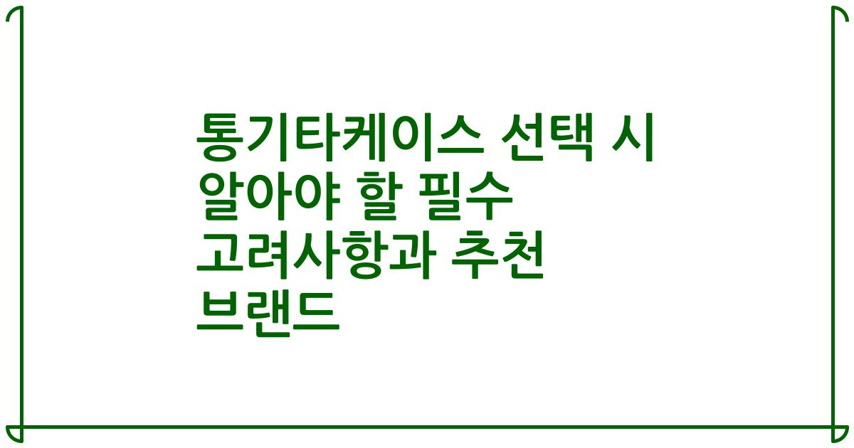 통기타케이스 선택 시 알아야 할 필수 고려사항과 추천 브랜드