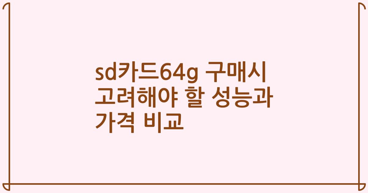 sd카드64g 구매시 고려해야 할 성능과 가격 비교